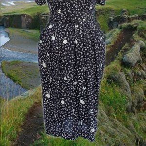Vintage 1980s Floral Pattern Dress